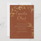 Budget All-in-1 Rustic Terracotta GOLD Wedding Kaart (Voorkant)