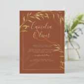 Budget All-in-1 Rustic Terracotta GOLD Wedding Kaart (Staand voorkant)