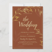Budget All-in-1 Rustic Terracotta GOLD Wedding Kaart (Voorkant)