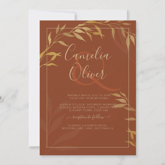 Budget All-in-1 Rustieke Terracotta GOUDEN Huwelij Kaart (Voorkant)