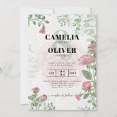 Budget All-in-1 Stof Roze Rozen Bloemen Bruiloft Kaart (Voorkant)