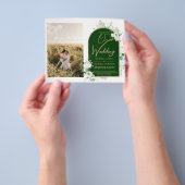 Budget All-in-1 White Roses Green Wedding QR Code Flyer (Hand)