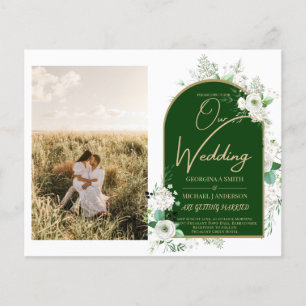 Budget All-in-1 White Roses Green Wedding QR Code Flyer