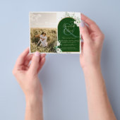 Budget All-in-1 White Roses Green Wedding QR Code Flyer (Hand)