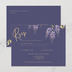 BUDGET All-in-1 Wisteria Dusty Paars Gold Wedding Briefkaart