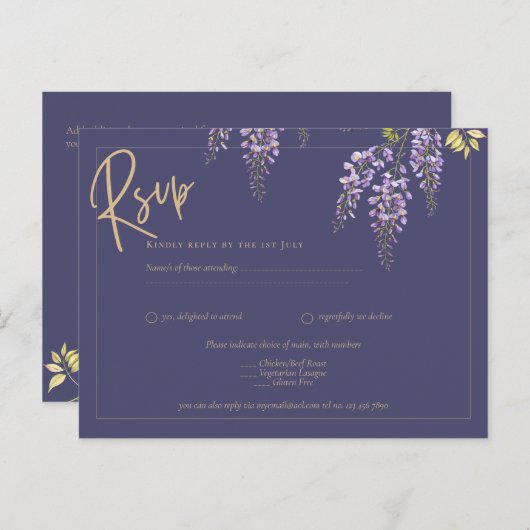 BUDGET All-In-1 Wisteria Stof Dusty Paars Goud Bru Briefkaart (Voorkant / Achterkant)