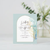 BUDGET All-in-1 Zee Glas Goudblad Salie Bruiloft (Staand voorkant)