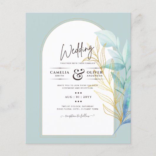 BUDGET All-in-1 Zee Glas Goudblad Salie Bruiloft (Voorkant)