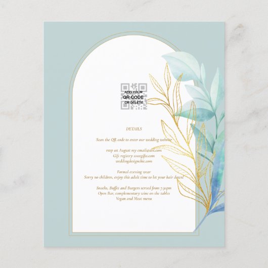 BUDGET All-in-1 Zee Glas Goudblad Salie Bruiloft Flyer (Achterkant)