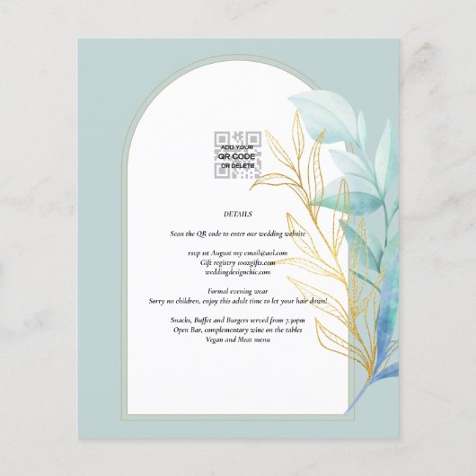 BUDGET All-in-1 Zee Glas Goudblad Salie Bruiloft Flyer (Achterkant)