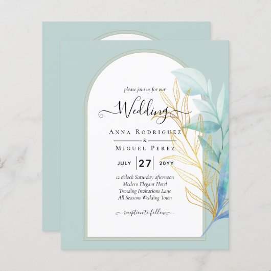 BUDGET All-in-1 Zee Glass Gold Leaf Sage Wedding (Voorkant / Achterkant)