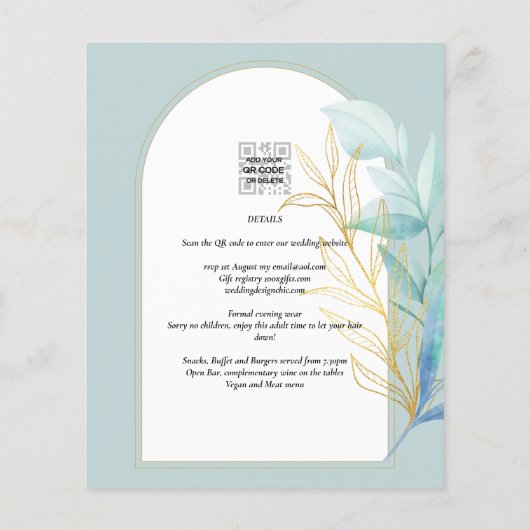 BUDGET All-in-1 Zee Glass Gold Leaf Sage Wedding (Achterkant)