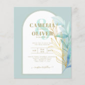 BUDGET All-in-1 Zee Glass Gold Leaf Sage Wedding Flyer (Voorkant)