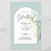 BUDGET All-in-1 Zee Glass Gold Leaf Sage Wedding Flyer (Voorkant)