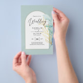 BUDGET All-in-1 Zee Glass Gold Leaf Sage Wedding Flyer (Hand)
