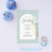 BUDGET All-in-1 Zee Glass Gold Leaf Sage Wedding Flyer (Enkel)