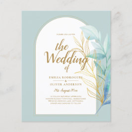 BUDGET All-in-1 Zee Glass Gold Leaf Sage Wedding Flyer