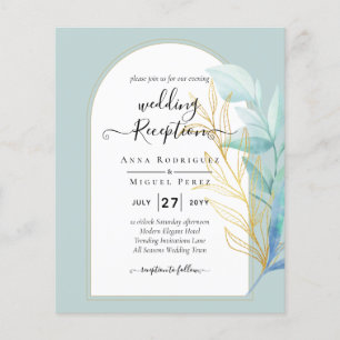 BUDGET All-in-1 Zee Glass Gold Leaf Sage Wedding Flyer