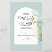 BUDGET All-in-1 Zee Glass Gold Leaf Sage Wedding Flyer (Voorkant)