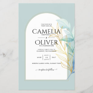 BUDGET All-in-1 Zee Glass Gold Leaf Sage Wedding Flyer