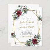 Budget All in One Amaryllis Pine Wedding Invite (Voorkant / Achterkant)