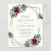 Budget All in One Amaryllis Pine Wedding Invite (Voorkant)