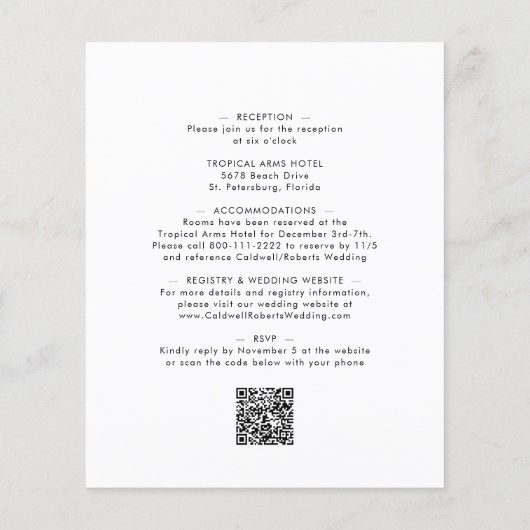 Budget All in One Amaryllis Wedding Invite (Achterkant)