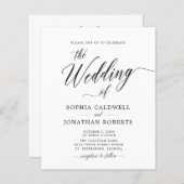 Budget All in One Black Calligraphy Wedding Invite (Voorkant / Achterkant)