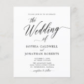 Budget All in One Black Calligraphy Wedding Invite (Voorkant)