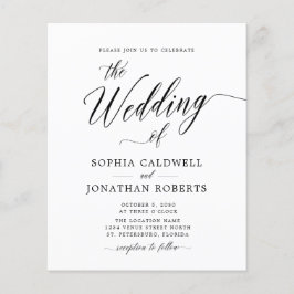 Budget All in One Black Calligraphy Wedding Invite