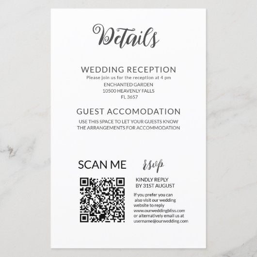 Budget All in One Black & White Wedding Invitation (Achterkant)