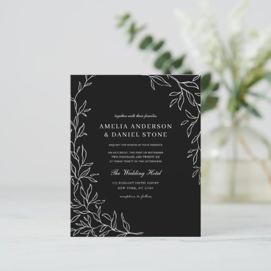 Budget All in One Black & White Wedding Invitation (Staand voorkant)