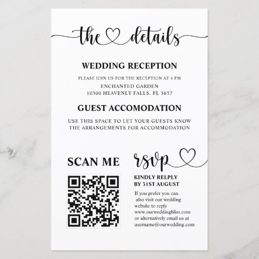 Budget All in One Black & White Wedding Invitation (Achterkant)