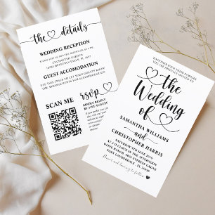 Budget All in One Black & White Wedding Invitation