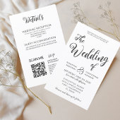Budget All in One Black & White Wedding Invitation