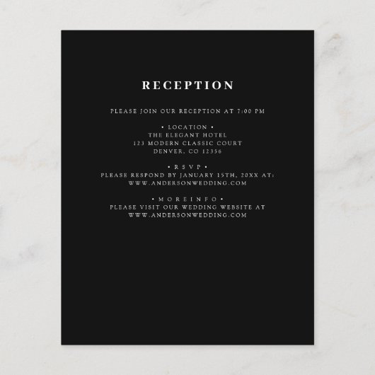 Budget All in One Black & White Wedding Invitation Flyer (Achterkant)