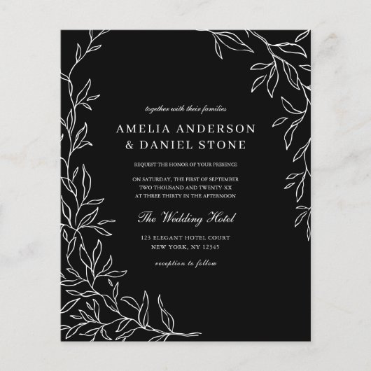 Budget All in One Black & White Wedding Invitation Flyer (Voorkant)