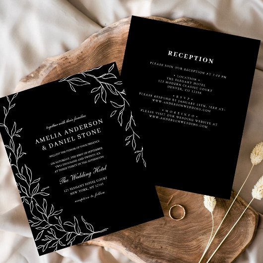 Budget All in One Black & White Wedding Invitation Flyer