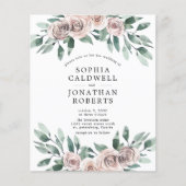 Budget All in One Bohemian Rozen Wedding Invite (Voorkant)
