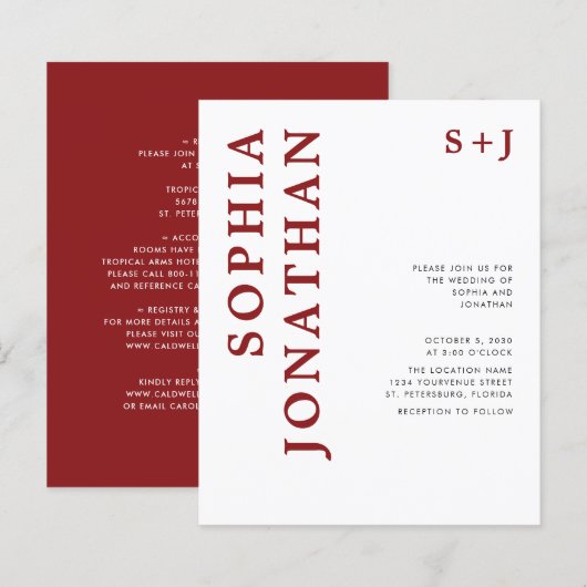 Budget All in One Bordeaux Trouwfeest (Voorkant / Achterkant)