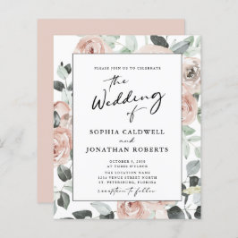 Budget All in One Calligraphy Rozen Wedding Invite