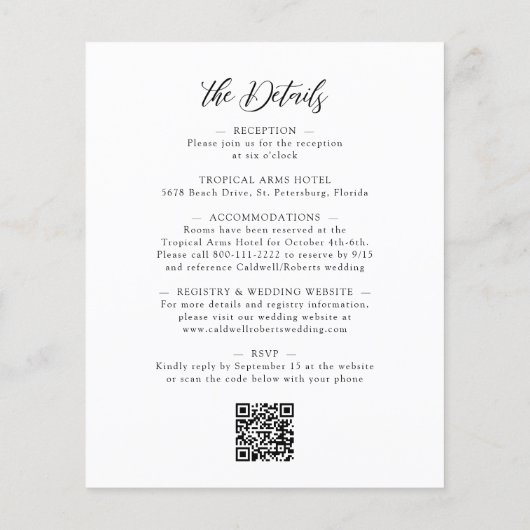 Budget All in One Calligraphy Wedding Invitation (Achterkant)