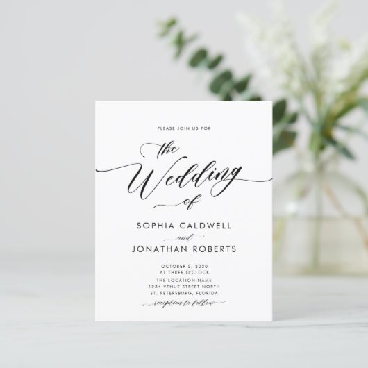 Budget All in One Calligraphy Wedding Invitation (Staand voorkant)
