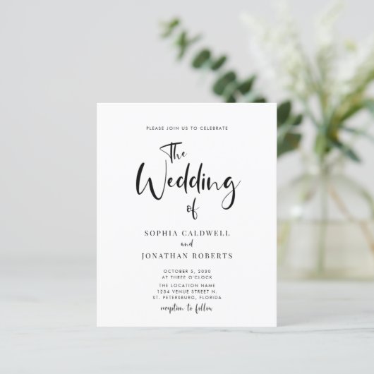 Budget All in One Calligraphy Wedding Invitation (Staand voorkant)