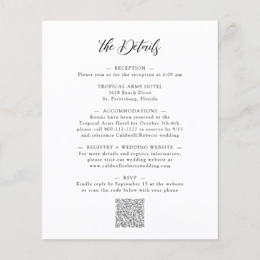 Budget All in One Calligraphy Wedding Invitation (Achterkant)