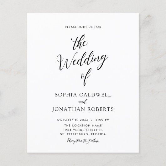Budget All in One Calligraphy Wedding Invitation (Voorkant)