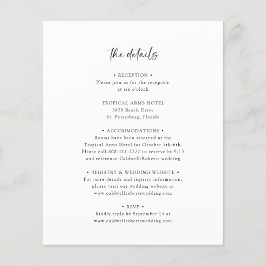 Budget All in One Calligraphy Wedding Invitation (Achterkant)