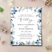 Budget All-in-One Dusty Blue Wedding Invitation