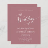 Budget All in One Dusty Roos Wedding Invitation (Voorkant / Achterkant)
