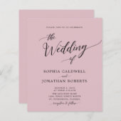 Budget All in One Dusty Roos Wedding Invitation (Voorkant / Achterkant)